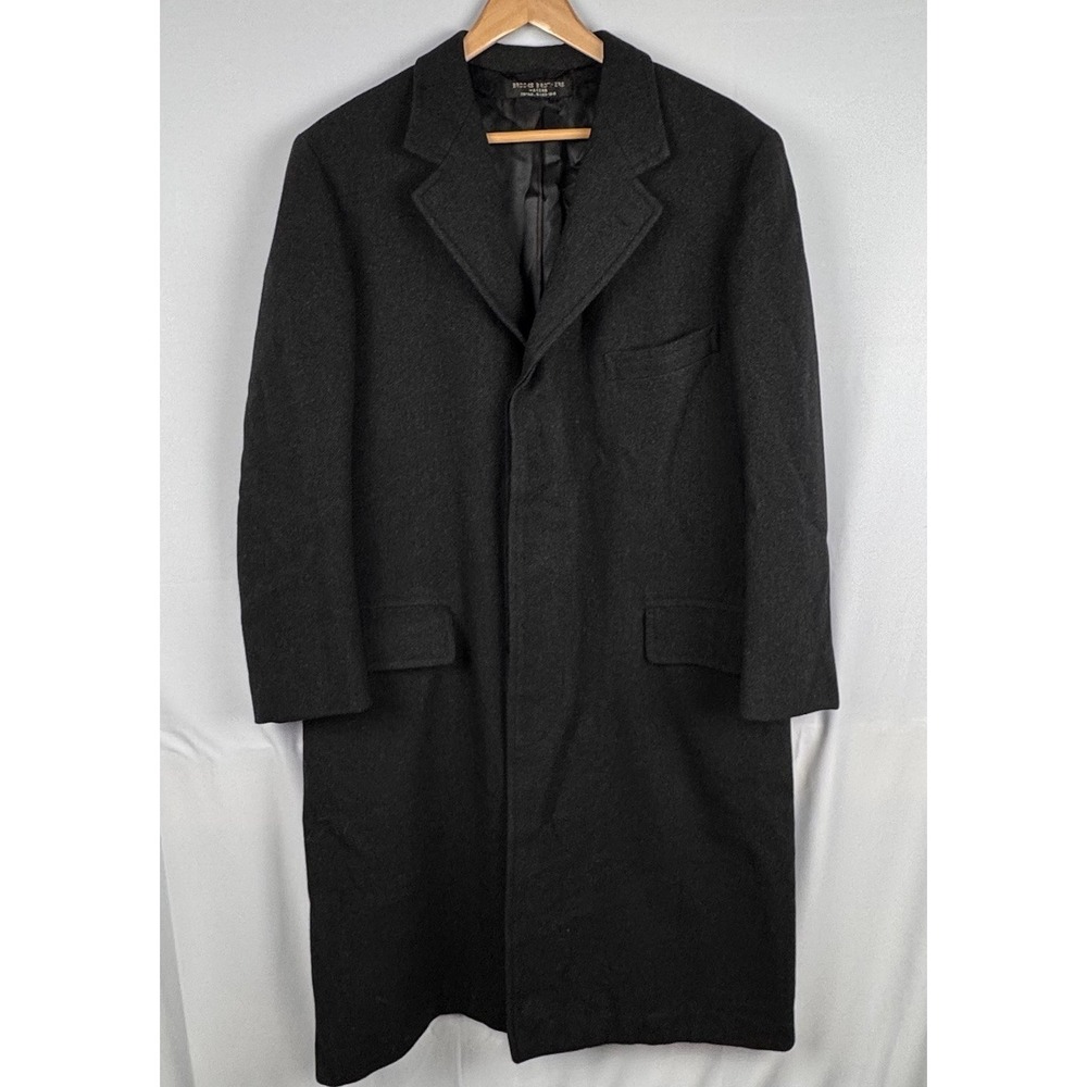VTG Brooks Brothers Makers 1818 Trench Coat Herringbone Overcoat Thick Wool 44"